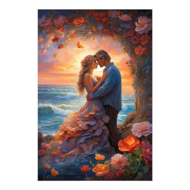 *~* Träd Fantasy Romantic AP51 Ocean Vågar Fototryck (Framsidan)