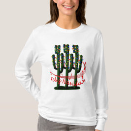 Träd Feliz Navidad Dam LS T T-shirt