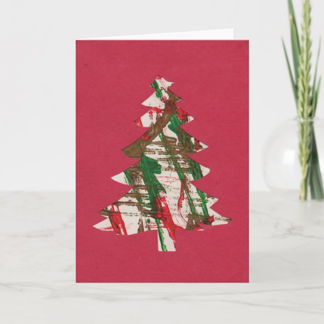 Träd Fingerpaint in Helgkort (Framsida)