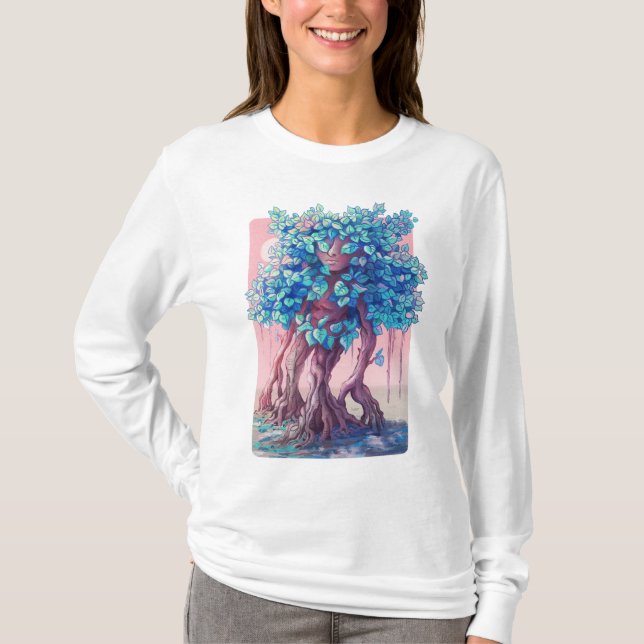 Träd Flicka Surreal T Shirt (Framsida)