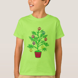 Träd för fredträdhelgdag med fredsymboler tee