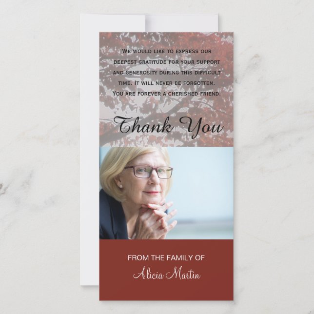 Träd för höst för minnes- tack för fotosympati (Framsida)