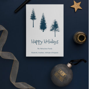 Träd för marin blå vinter julkort