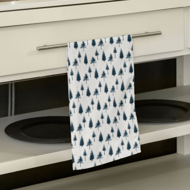 Träd för marin blå vinter kökshandduk (Skapare uppladdad)