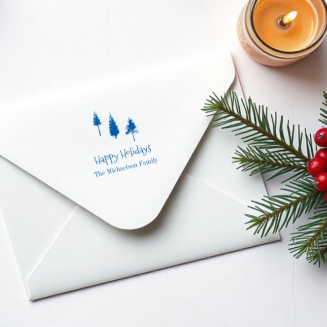 Träd för marin blå vinter självfärgande stämpel (Skapare uppladdad)