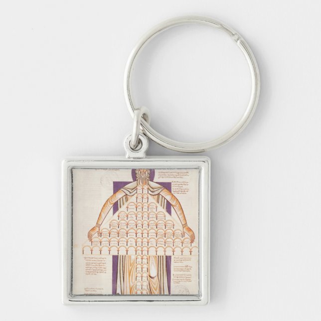 Träd för Ms 354 fol.256v av Consanguinity Fyrkantig Silverfärgad Nyckelring (Framsidan)