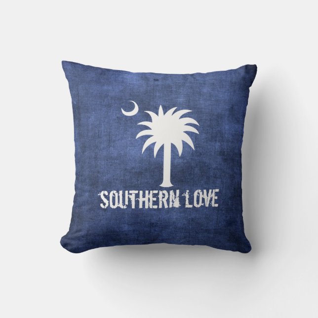 Träd för Palmetto för DenimLookSouth Carolina Kudde (Framsida)