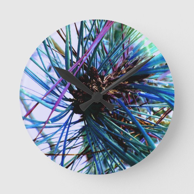 Träd för pussel för isblåttapa i vinter rund klocka (Framsida)