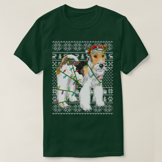 Tråd för Terrier Älskare Santa Ugly Wire Fo Terrie T Shirt (Design framsida)