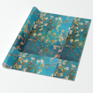 Träd för Van Gogh turkosblommar Presentpapper