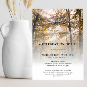 Träd Forest Nature Firande of Life Funeral Inbjudningar