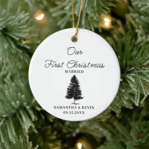 Träd första jul, Gift med mr och Mrs Bröllop Julgransprydnad Keramik
