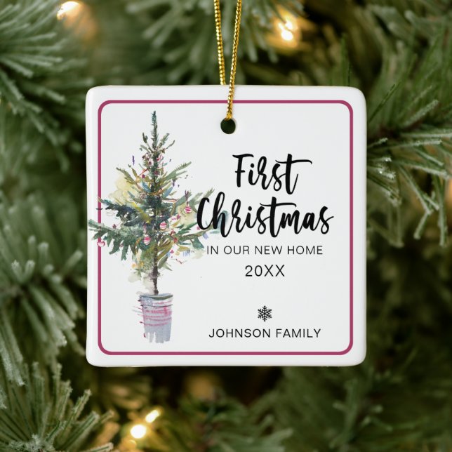 Träd första jul i vårt nya hemfoto julgransprydnad keramik (Träd)