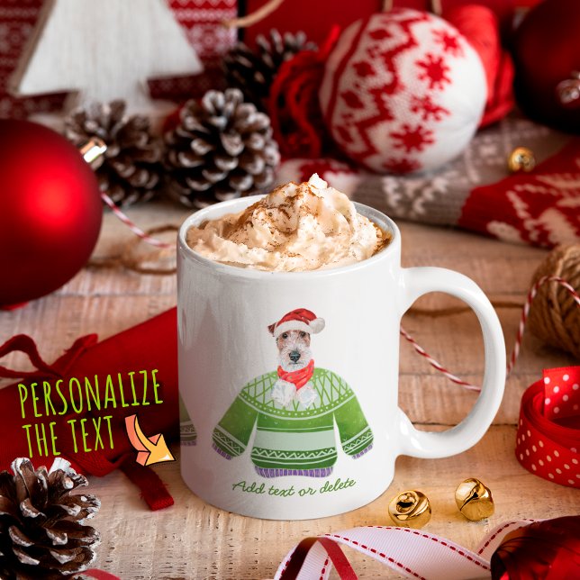 Tråd Fox Terrier Holiday med ful ugly Sweater Xmas Kaffemugg (Skapare uppladdad)