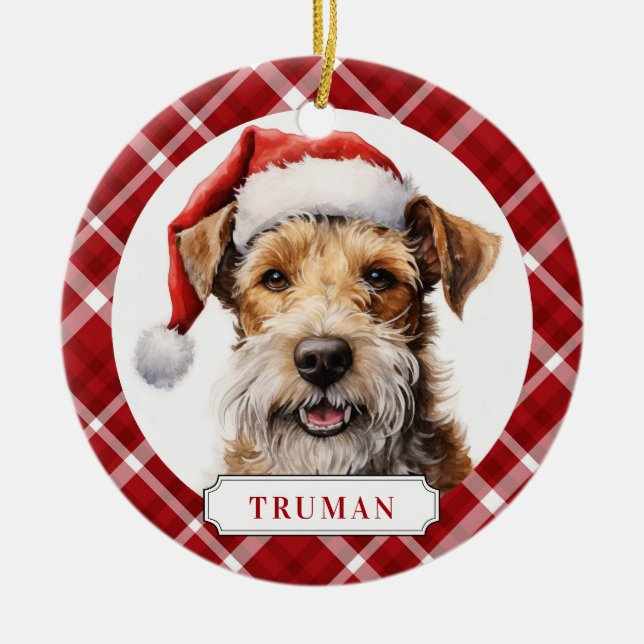 Tråd Fox Terrier Hund Ceramic Circle Ornament (Framsidan)