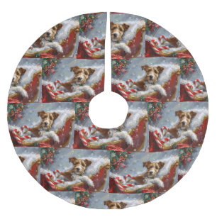 Tråd Fox Terrier Hund Jul Festlig Julgransmatta Borstad Polyester