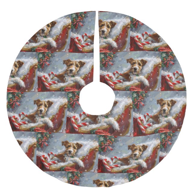 Tråd Fox Terrier Hund Jul Festlig Julgransmatta Borstad Polyester (Framsidan)