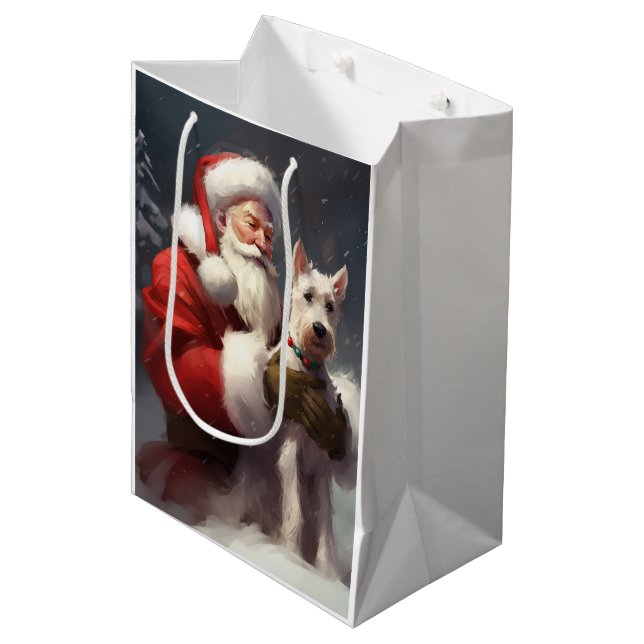 Tråd Fox Terrier Jul Tomte Festlig Jul (Framsidan Vinklad)