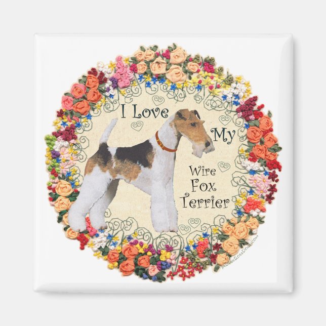 Tråd Fox Terrier Kärlek Magnet (Framsidan)