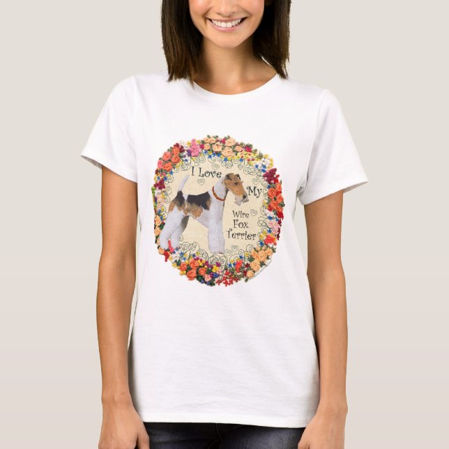 Tråd Fox Terrier Kärlek T-shirt (Framsida)