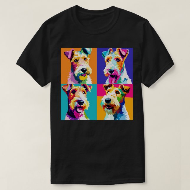 Tråd Fox Terrier Konst Hund Älskare Gåvor 2 T Shirt (Design framsida)