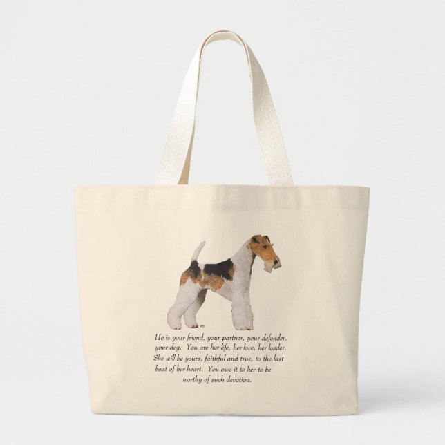 Tråd Fox Terrier Minne / Vigd MANNELJUS Jumbo Tygkasse (Framsidan)
