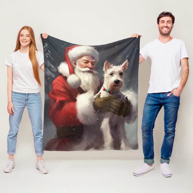 Tråd Fox Terrier Tomte Festlig Jul Fleecefilt (På plats)