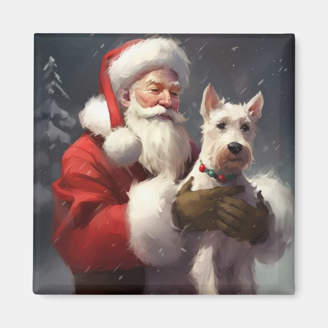 Tråd Fox Terrier Tomte Festlig Jul Magnet (Framsidan)