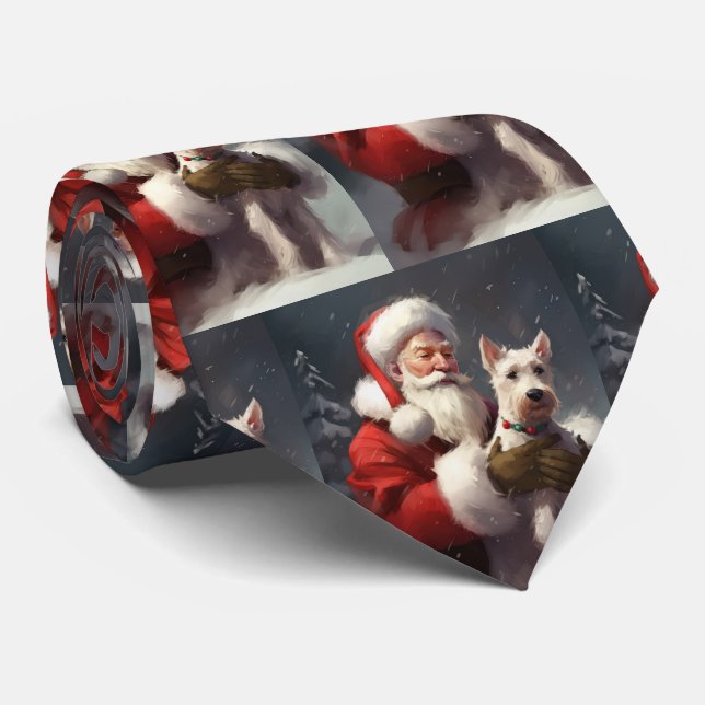 Tråd Fox Terrier Tomte Festlig Jul Slips (Rullad)