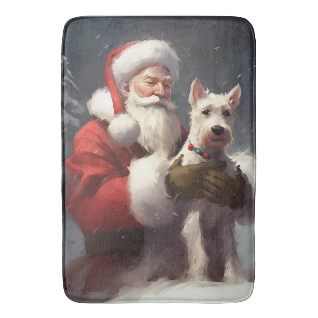 Tråd Fox Terrier Tomte Jul Firande Julen Badrumsmatta (Framsidan (Vertikal))