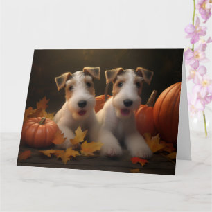 Tråd Fox Terrier Valp Höst Njutning Pumpa Kort
