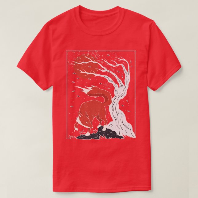 Träd Foxes Forests Wildlife NightT-Shirt T Shirt (Design framsida)