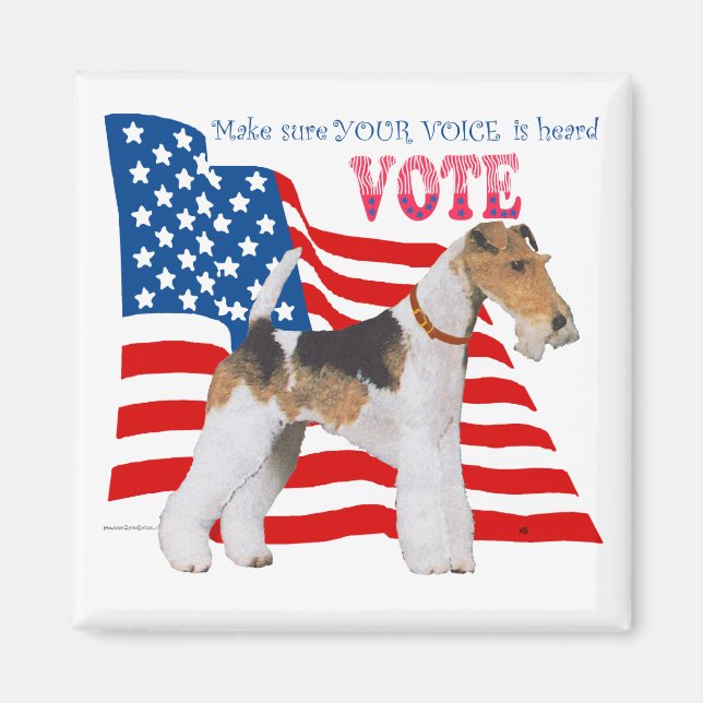 Tråd-Foxterrier VOTE Magnet (Framsidan)