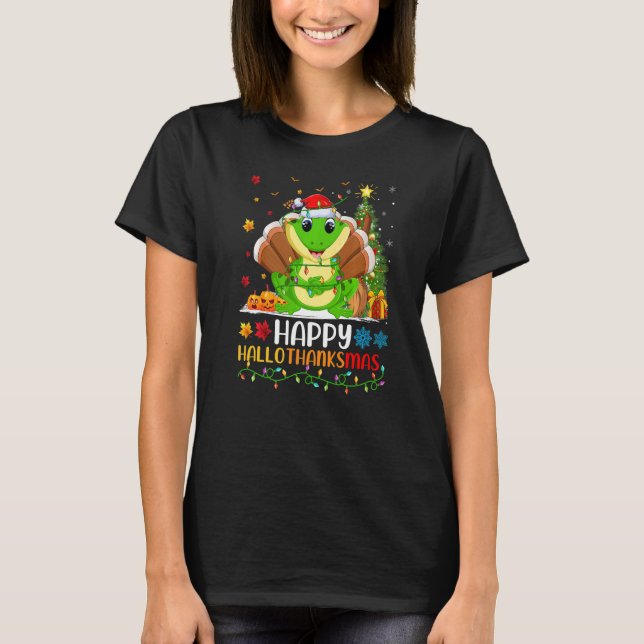Träd Frog Animal Lycklig Träd Frog Hellothanksmas T Shirt (Framsida)