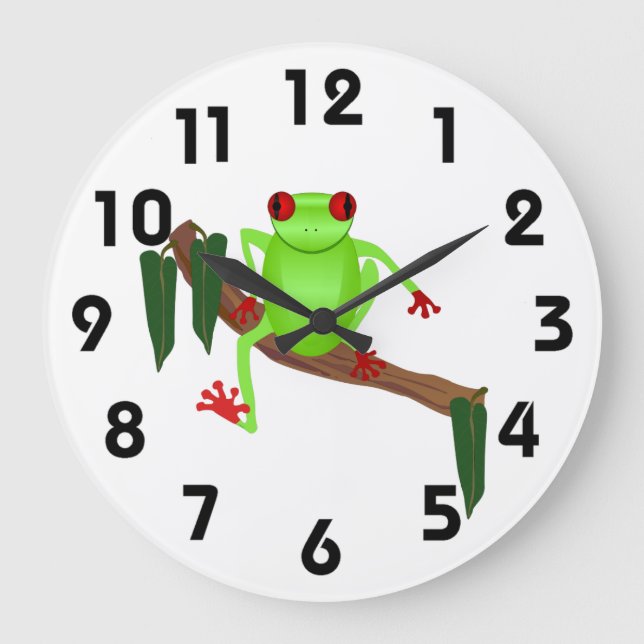 Träd Frog Clock Stor Klocka (Framsida)