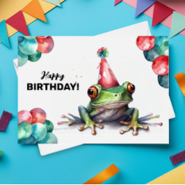 Träd Frog Cute Tropical Amphibian Grattis på födel Kort