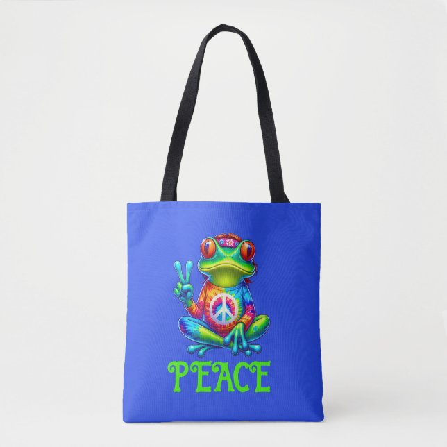 Träd Frog Fredstecken Tie Dye Tygkasse (Framsida)