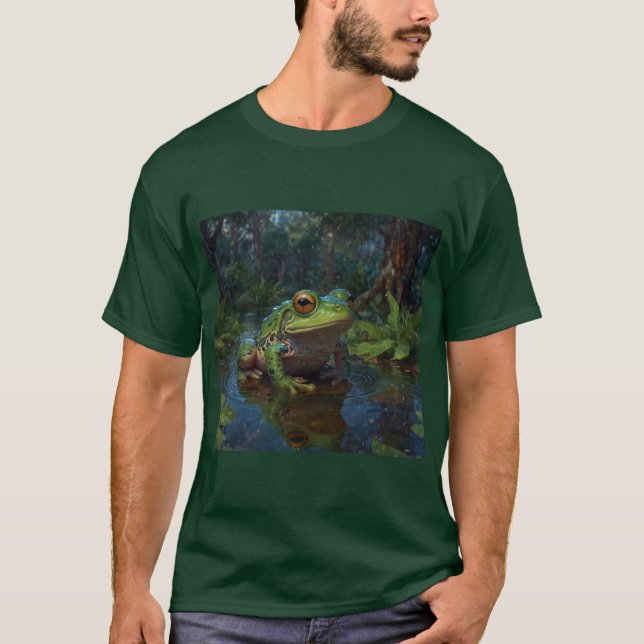 Träd Frog i Pond Wildlife Scene T Shirt (Framsida)