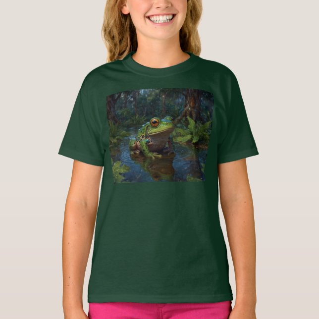 Träd Frog i Pond Wildlife Scene T Shirt (Framsida)