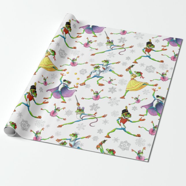 Träd Frog Nutcracker Ballet Presentpapper (Utrullad)