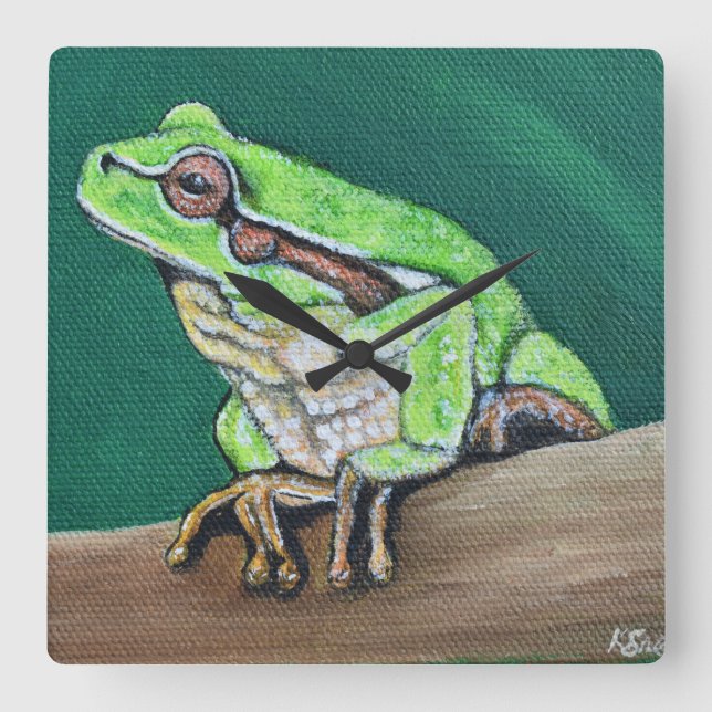 Träd Frog Painting Fyrkantig Klocka (Framsida)