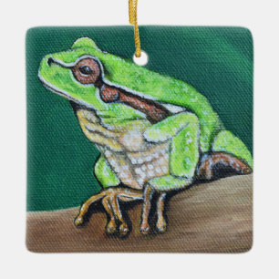 Träd Frog Painting Julgransprydnad Keramik