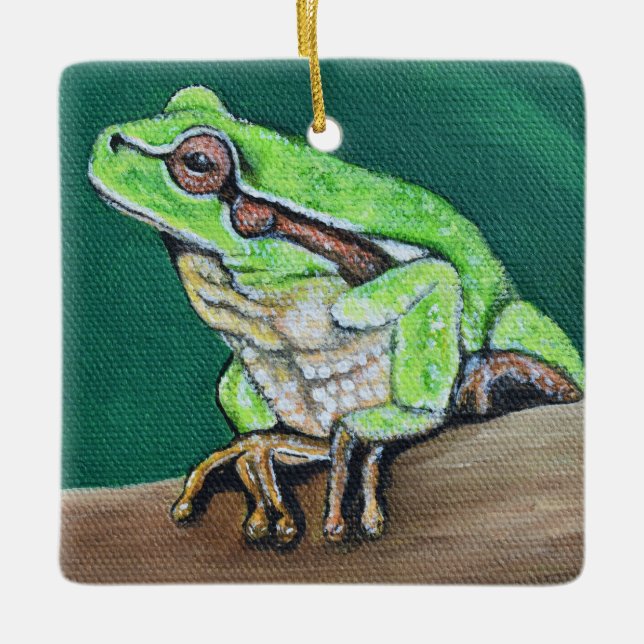 Träd Frog Painting Julgransprydnad Keramik (Framsida)