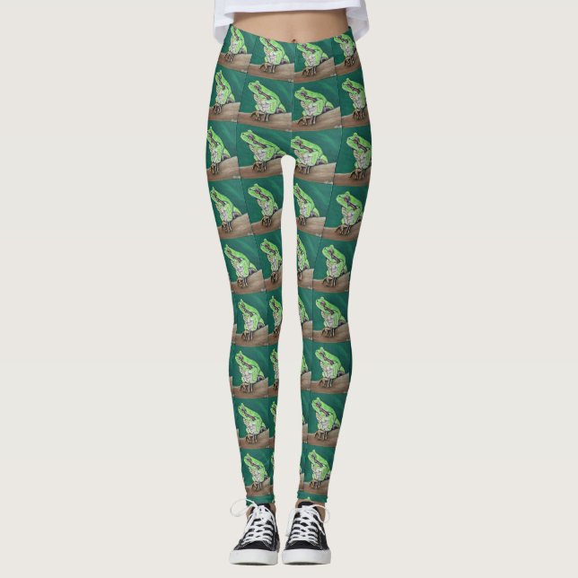 Träd Frog Painting Leggings (Framsida)