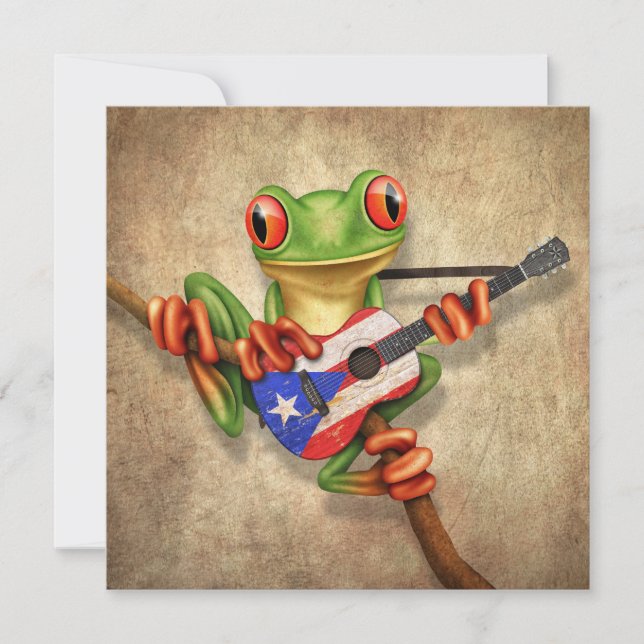 Träd Frog Puerto Rico Flagga Guitar (Framsida)