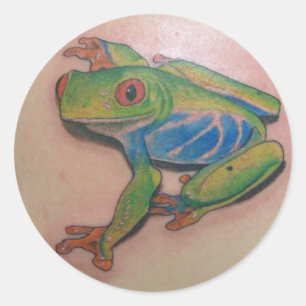 Träd Frog Tattoo Stickers Runt Klistermärke