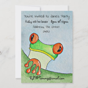 Träd Frog Watercolor Inbjudningar