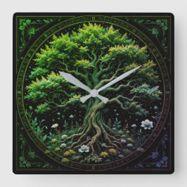 Träd Fyrkantig Klocka