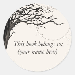 Träd, gammal tidningskvalitet runt klistermärke