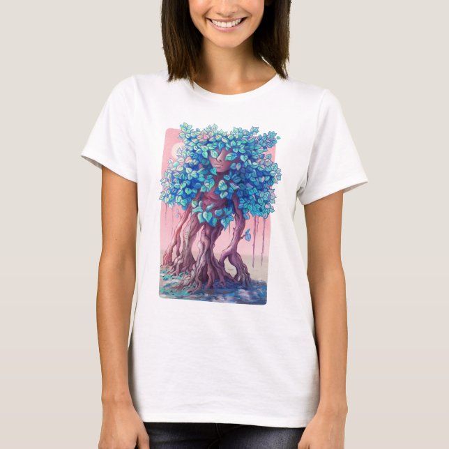 Träd Girl Surreal T Shirt (Framsida)